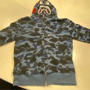 A Bathing Ape Blue Camo Shark Hoodie